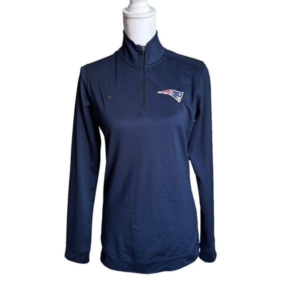 New England Patriots Nike Dri-Fit Half Zip Pullover Navy NFL Size Small NWT - Picture 1 of 17